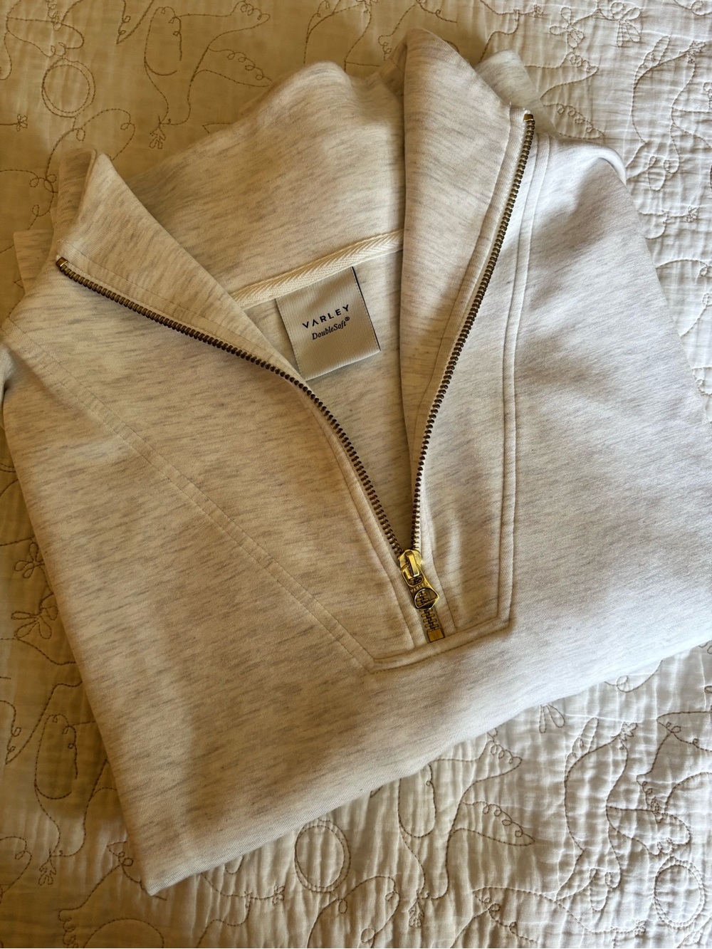 Varley Hawley 1/2 Zip Sweatshirt, Ivory Marl, Large